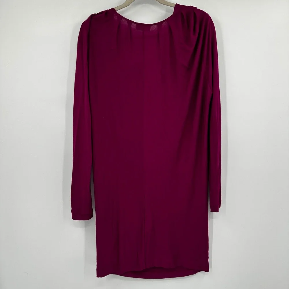 MALENE BIRGER Nahuda Dress Magenta Viscose Drape‎ Midi Long Sleeve Small